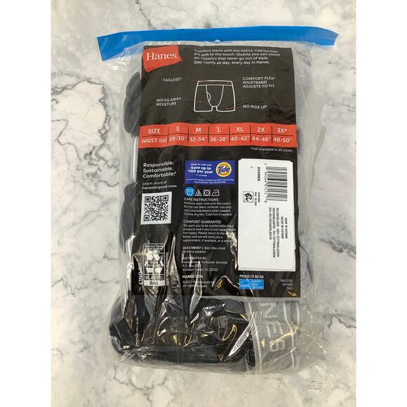 Hanes Men's Large 6-Pack Tagless Cotton Moisture Wicking Boxer Briefs N2-52 - Picture 5 of 6